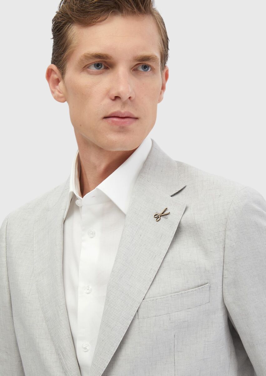 Açık Gri Zeroweight Slim Fit Yün Karışımlı Takım Elbise - 4