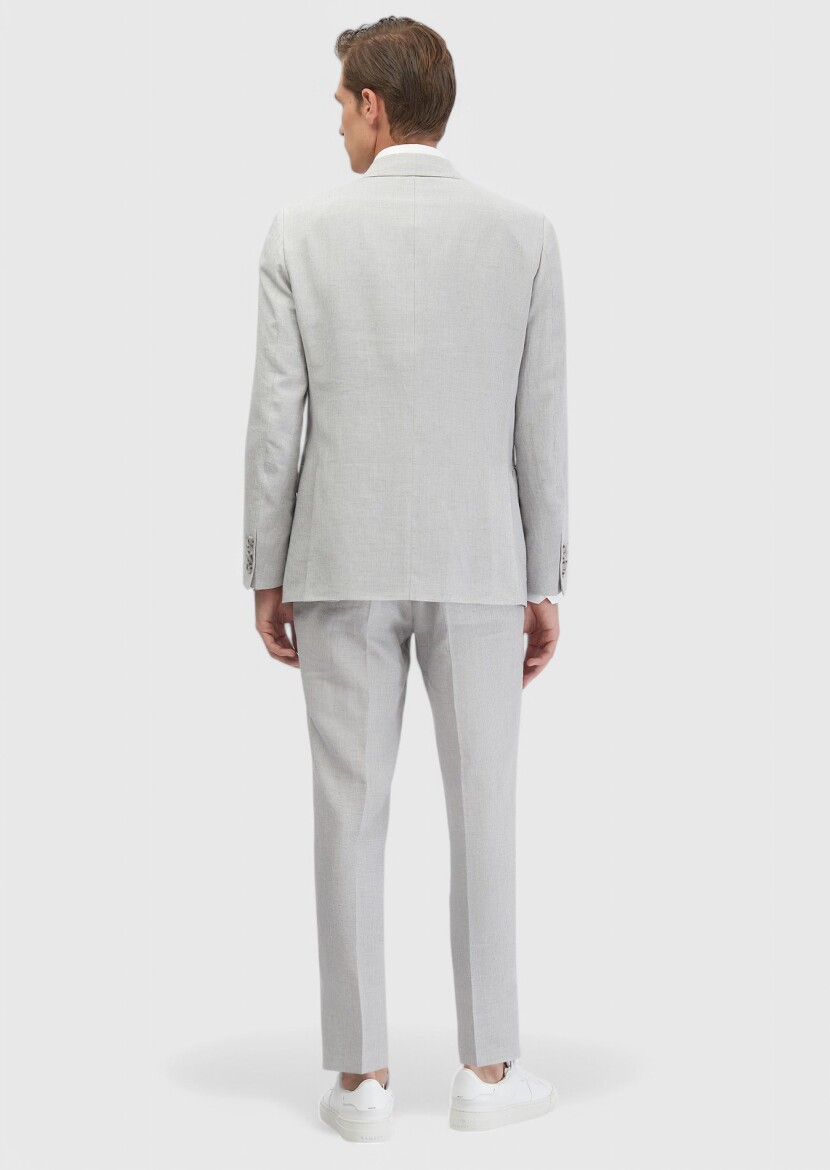 Açık Gri Zeroweight Slim Fit Yün Karışımlı Takım Elbise - 6
