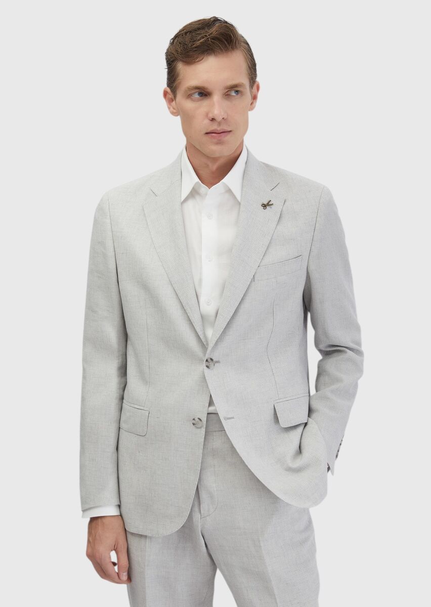 Açık Gri Zeroweight Slim Fit Yün Karışımlı Takım Elbise - 1