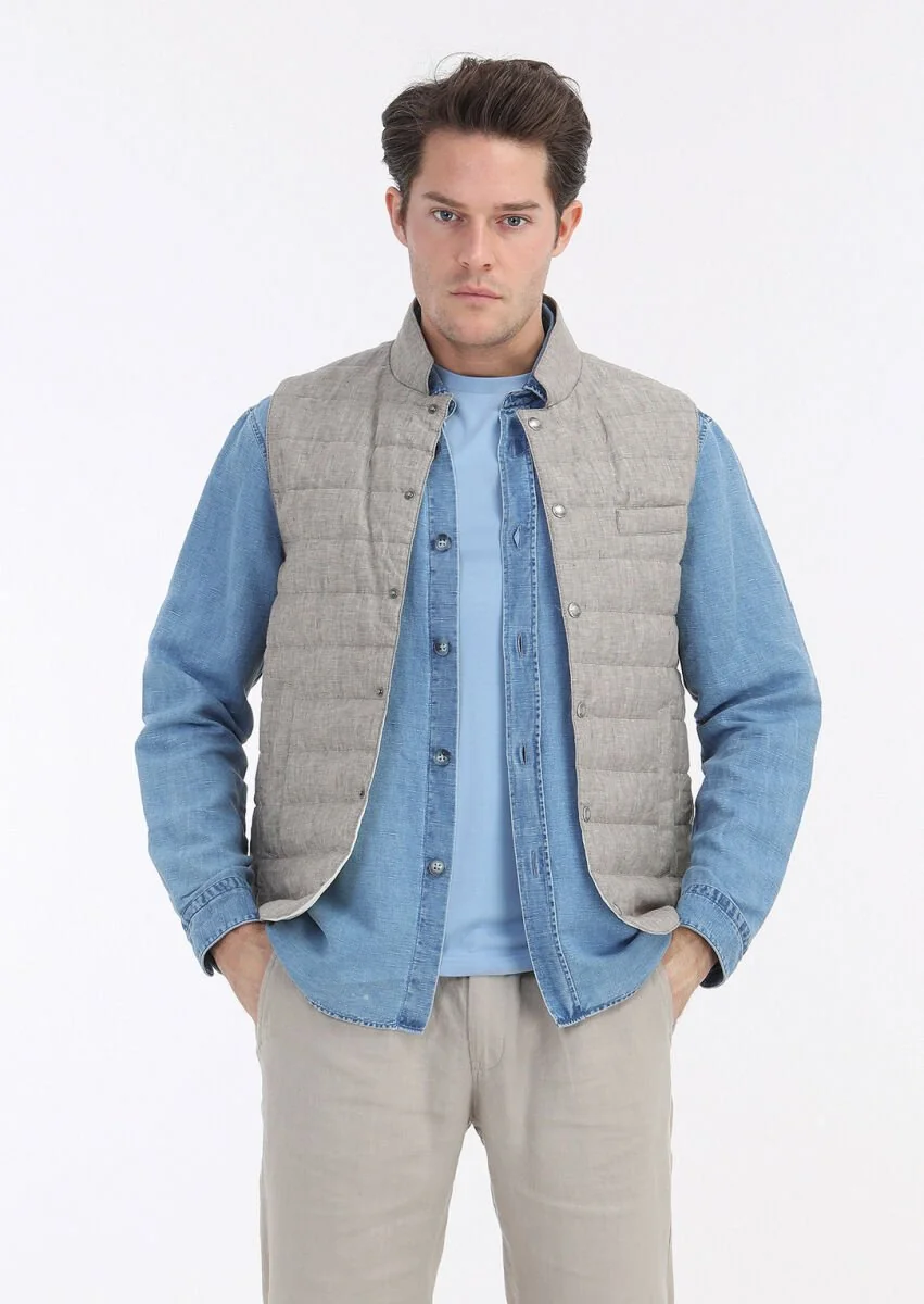 Açık İndigo Düz Casual Fit Dokuma Pamuk Karışımlı Overshırt - 3