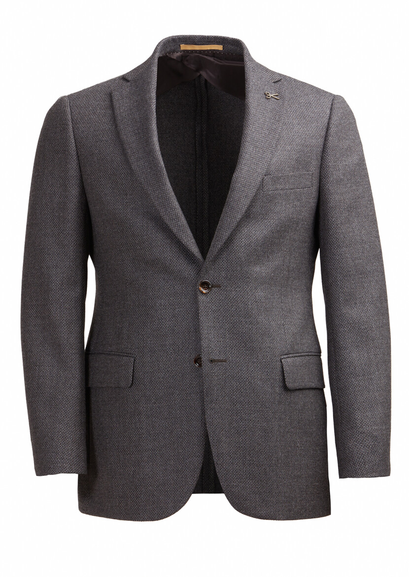 Açık Kahve Desenli Regular Fit %100 Yün Ceket - RAMSEY