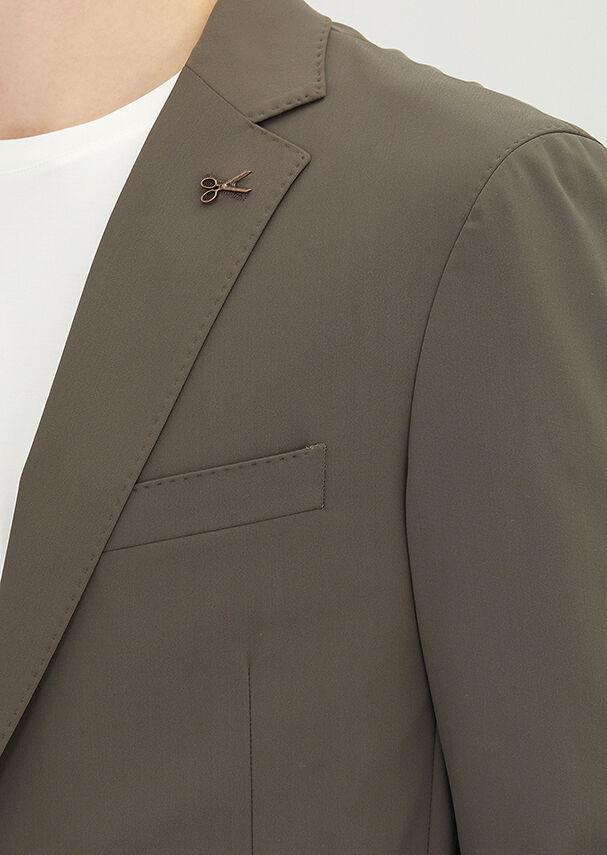 Açık Kahve Düz Comfort Fit Örme Takım Elbise - 3