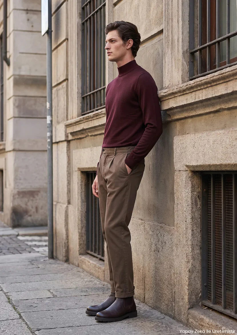 Açık Kahve Düz Dokuma Regular Fit Casual Pamuk Karışımlı Pantolon - RAMSEY