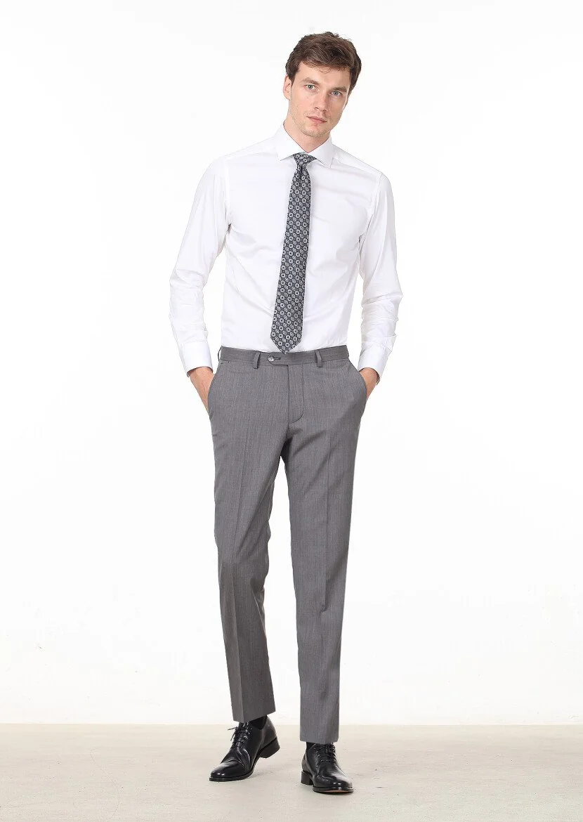 Açık Kahve Düz Dokuma Regular Fit Klasik %100 Yün Pantolon - 2