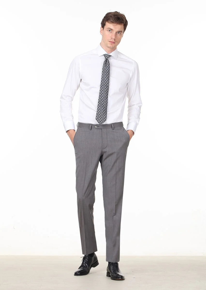 Açık Kahve Düz Dokuma Regular Fit Klasik %100 Yün Pantolon - 2