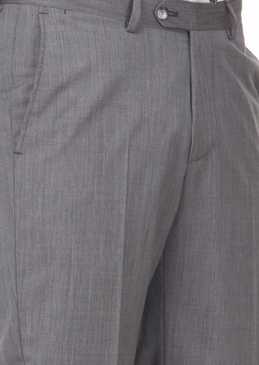 Açık Kahve Düz Dokuma Regular Fit Klasik %100 Yün Pantolon - 3