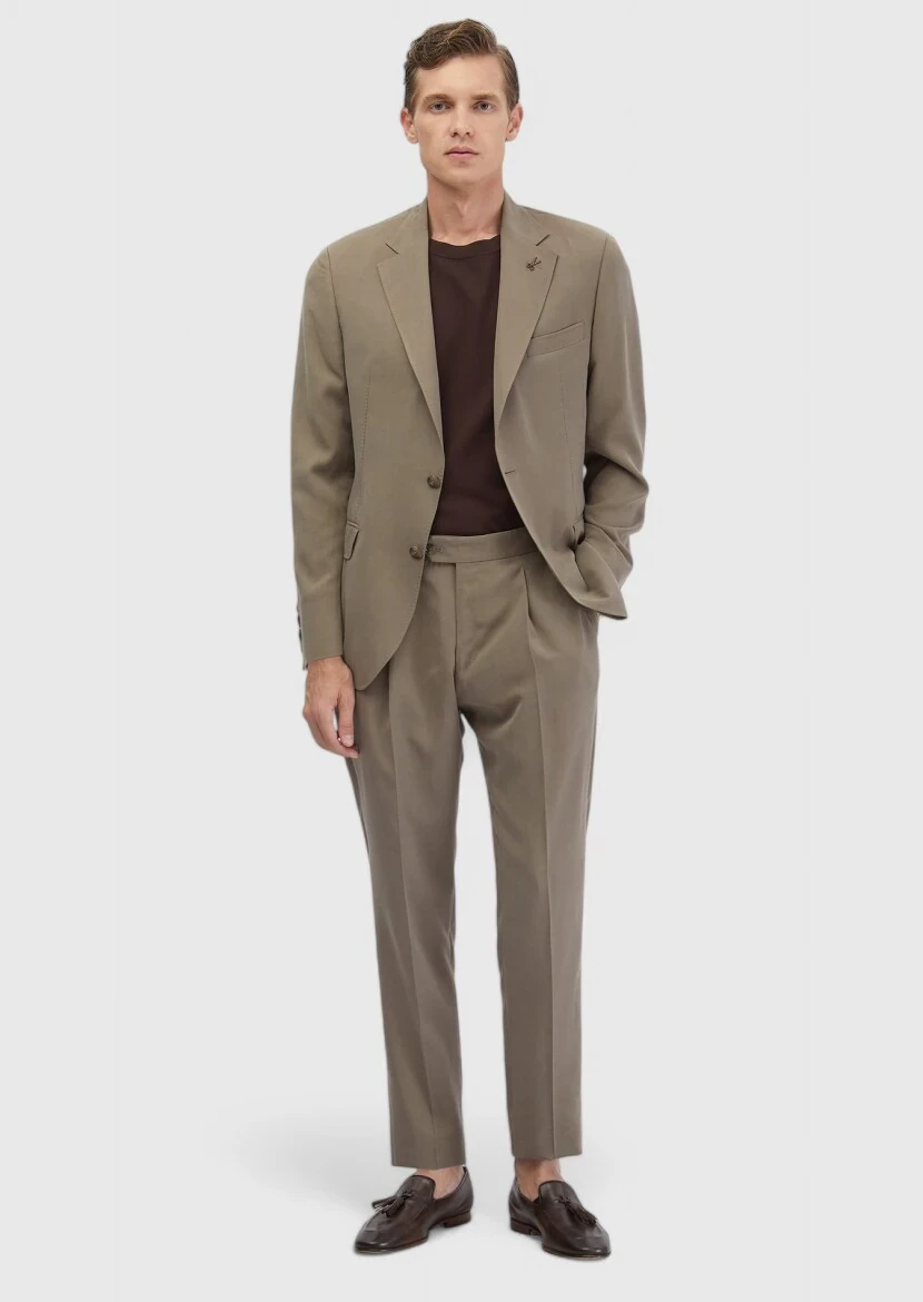 Açık Kahve Düz Zeroweight Slim Fit Takım Elbise - 2