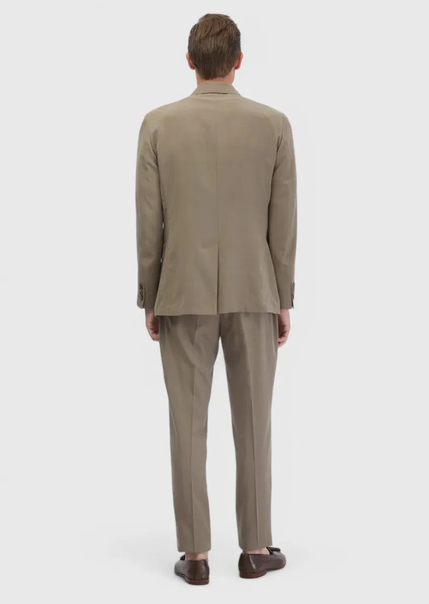 Açık Kahve Düz Zeroweight Slim Fit Takım Elbise - 7