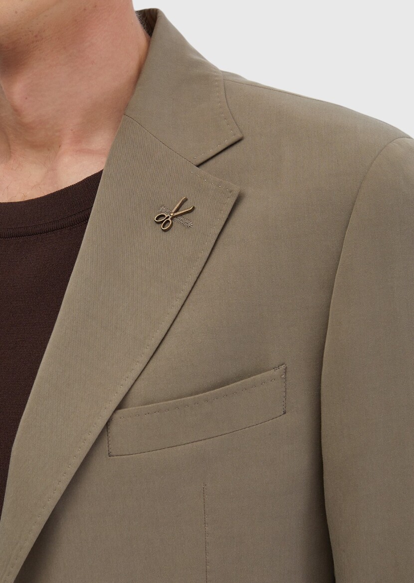 Açık Kahve Düz Zeroweight Slim Fit Takım Elbise - 5