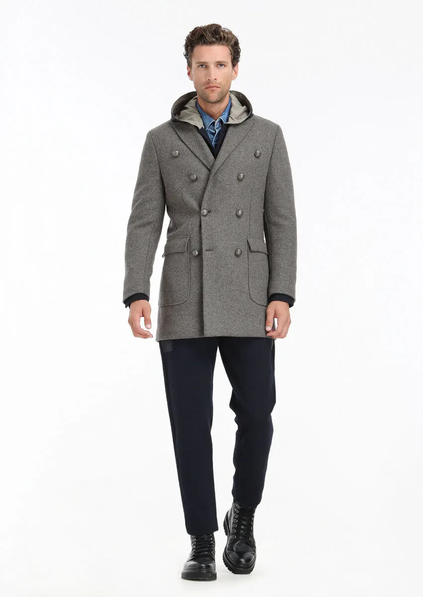 Açık Kahve Regular Fit Kruvaze Yaka Casual Örme Palto - 4
