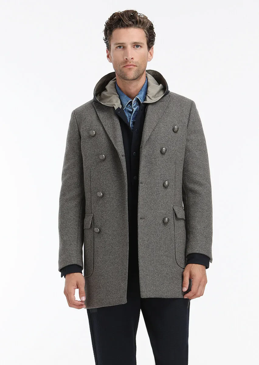 Açık Kahve Regular Fit Kruvaze Yaka Casual Örme Palto - 6