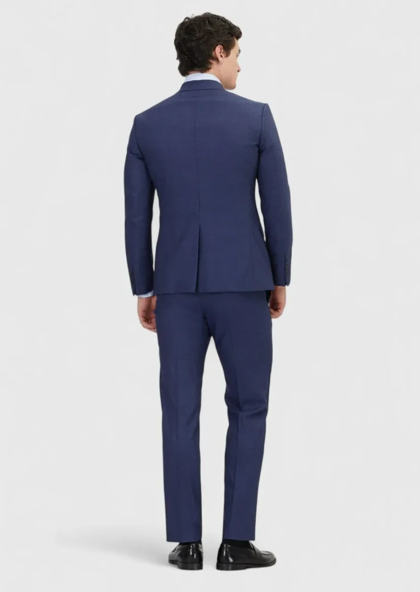 Açık Lacivert Desenli Zeroweight Slim Fit %100 Yün Takım Elbise - 5