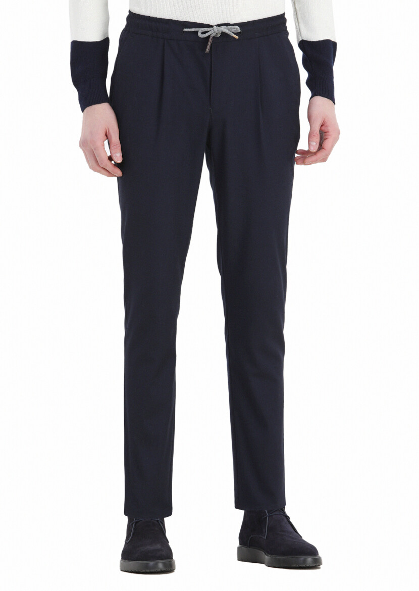 Açık Lacivert Düz Dokuma Jogging Fit Casual Pantolon 