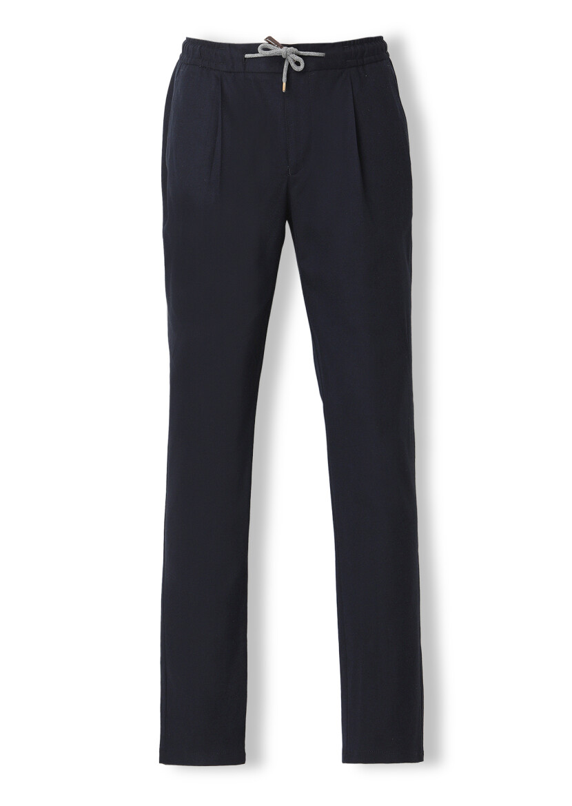 Açık Lacivert Düz Dokuma Jogging Fit Casual Pantolon - 5
