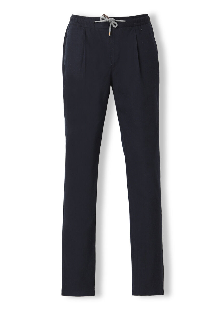 Açık Lacivert Düz Dokuma Jogging Fit Casual Pantolon - 5