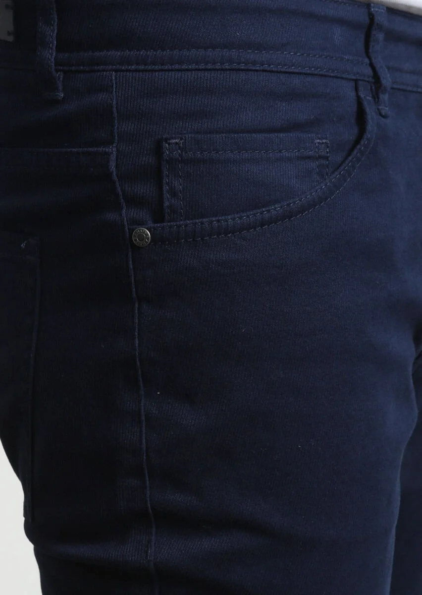 Açık Lacivert Düz Dokuma Slim Fit Casual Pamuk Karışımlı Pantolon - 2
