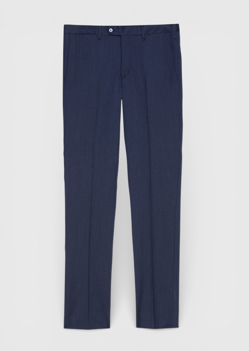 Açık Lacivert Düz Modern Fit %100 Yün Takım Elbise - 2