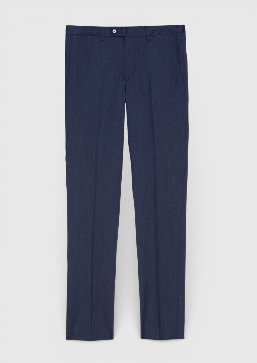 Açık Lacivert Düz Modern Fit %100 Yün Takım Elbise - 2