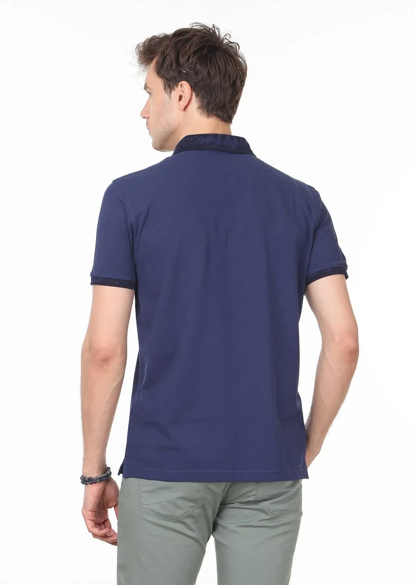 Açık Lacivert Düz Polo Yaka %100 Pamuk T-Shirt - 4