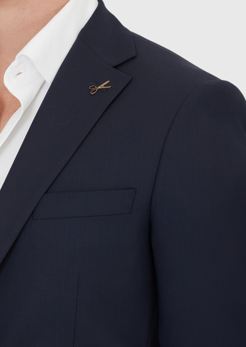 Açık Lacivert Mikro Modern Fit Yün Karışımlı Takım Elbise - 4