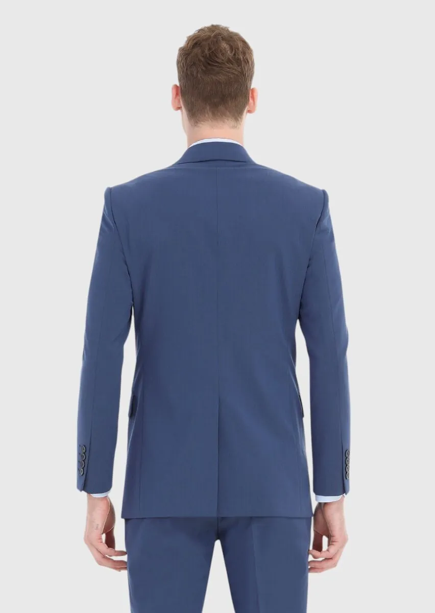 Açık Lacivert Mikro Thin&taller Slim Fit Yün Karışımlı Takım Elbise - 5