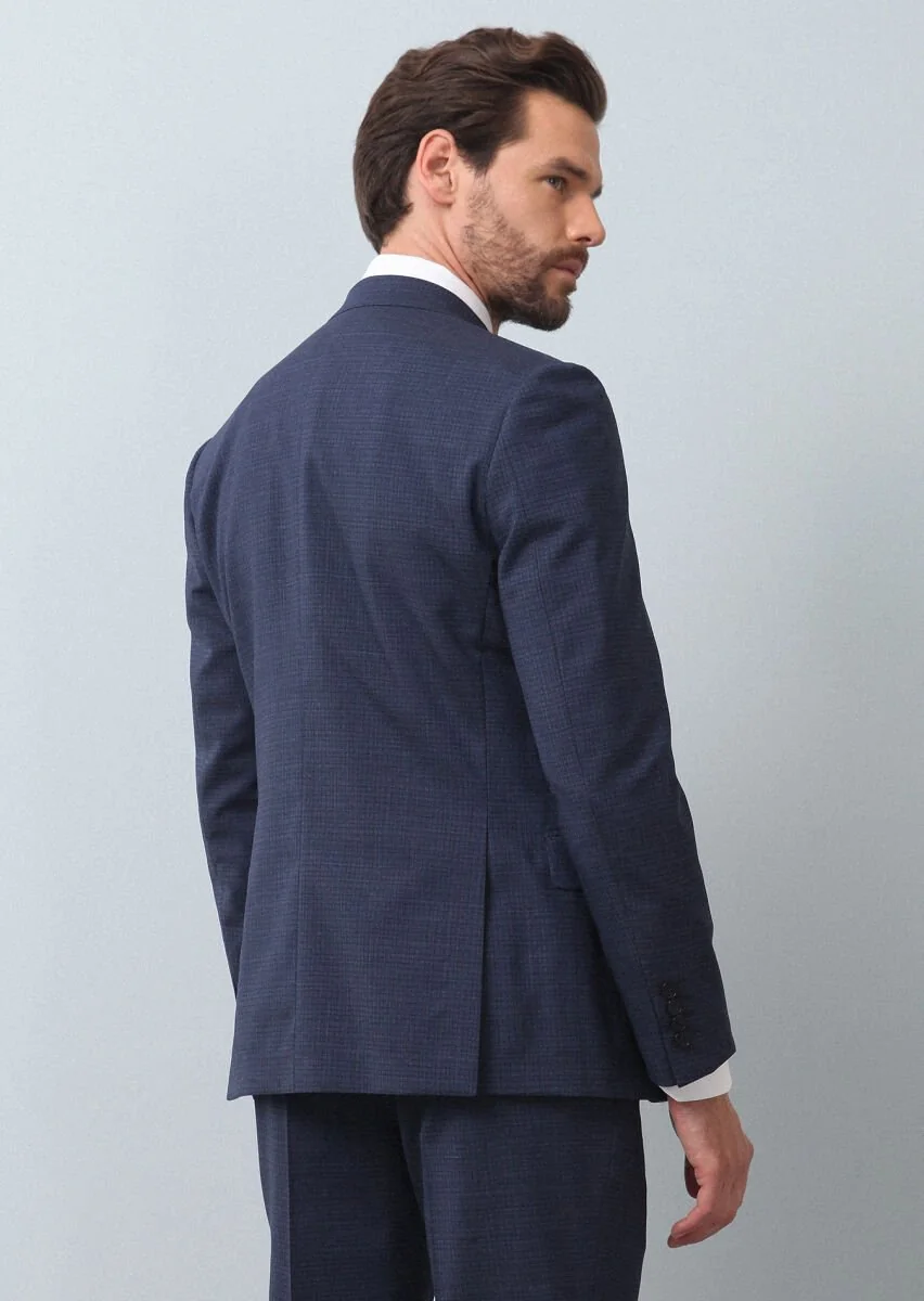 Açık Lacivert Mikro Zeroweight Slim Fit %100 Yün Takım Elbise - 5