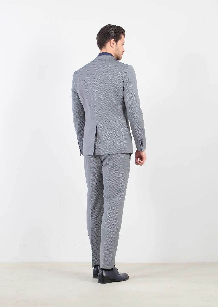 Açık Lacivert Mikro Zeroweight Slim Fit Yün Karışımlı Takım Elbise - 6