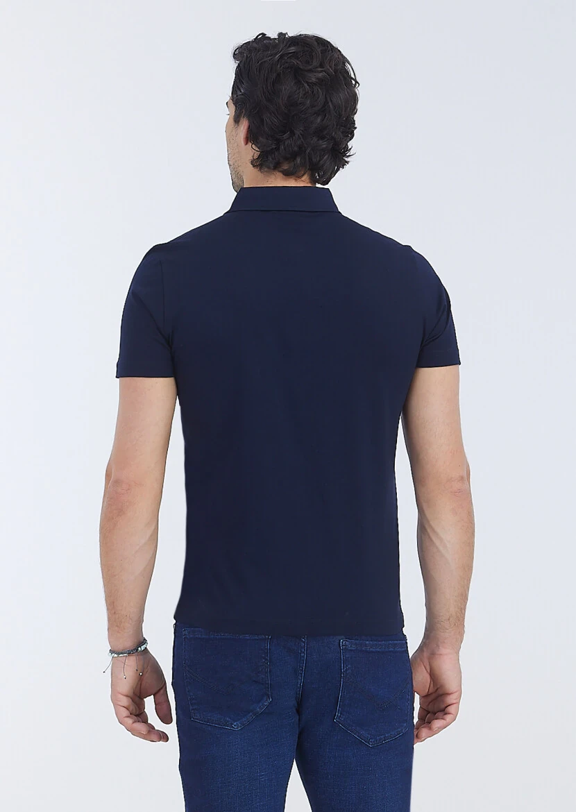 Açık Lacivert Polo Yaka %100 Pamuk T-Shirt - 5