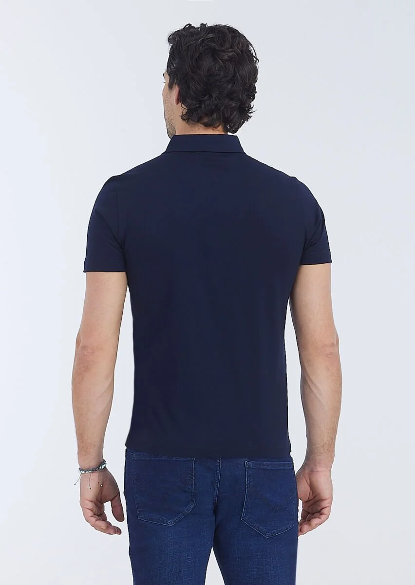 Açık Lacivert Polo Yaka %100 Pamuk T-Shirt - 5