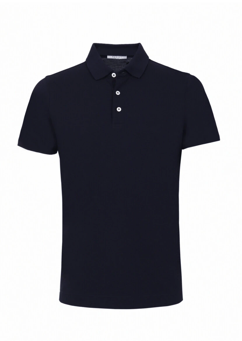 Açık Lacivert Polo Yaka %100 Pamuk T-Shirt - 6