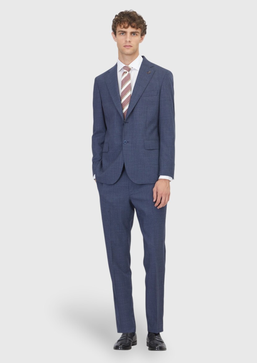 Açık Lacivert Potikare Zeroweight Slim Fit %100 Yün Takım Elbise - 2