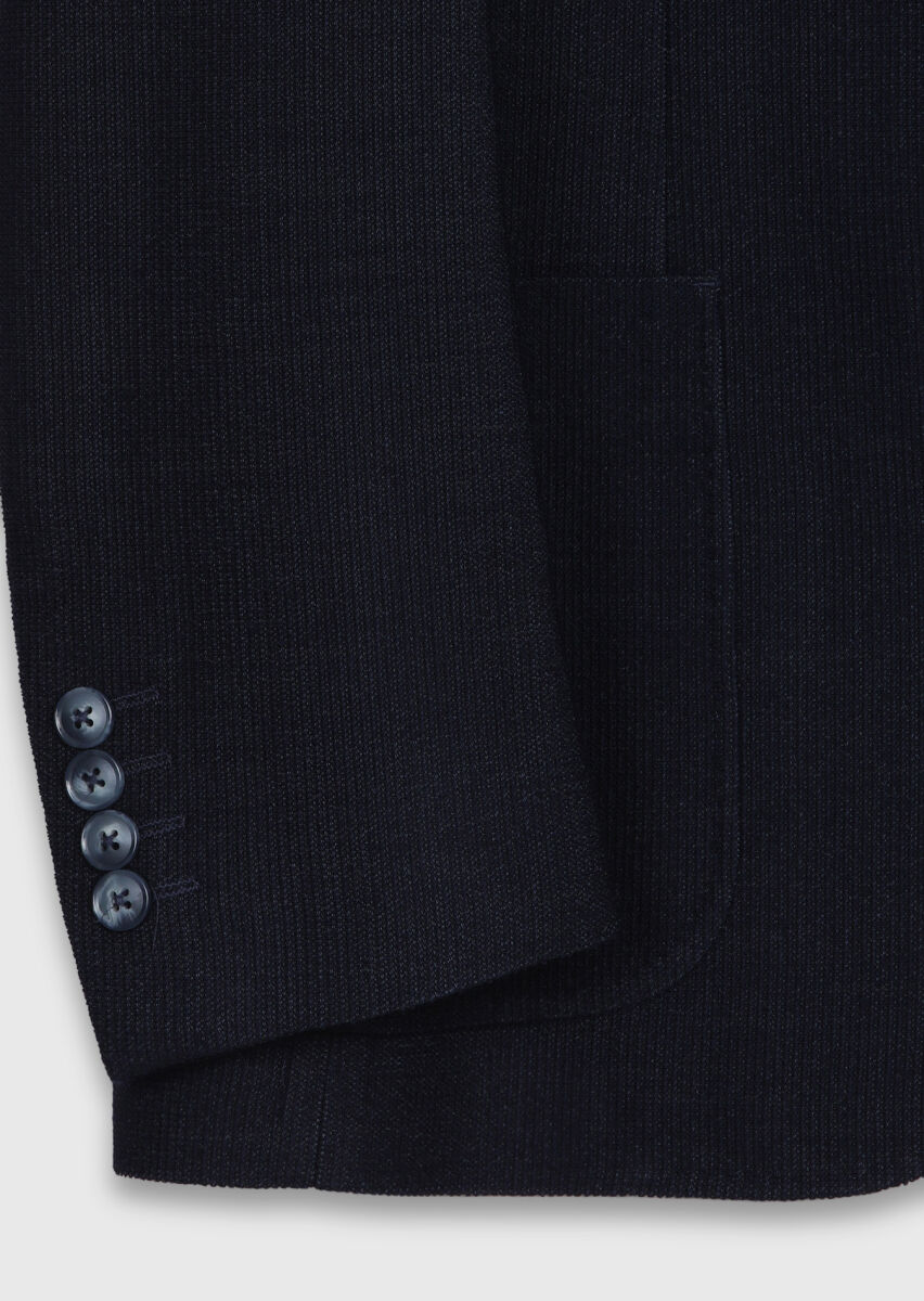 Açık Lacivert Shirt Shoulder Slim Fit Yün Karışımlı Ceket - 8
