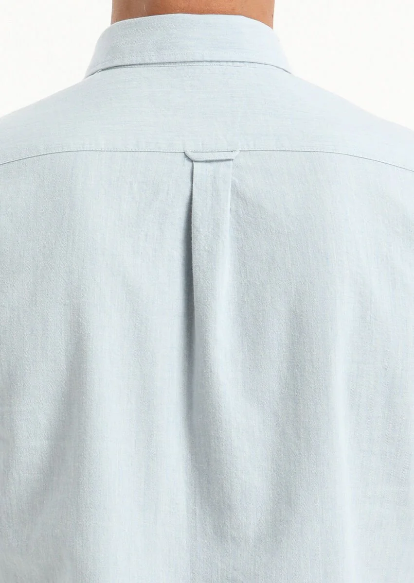 Açık Mavi Çizgili Regular Fit Dokuma Casual %100 Pamuk Gömlek - 4