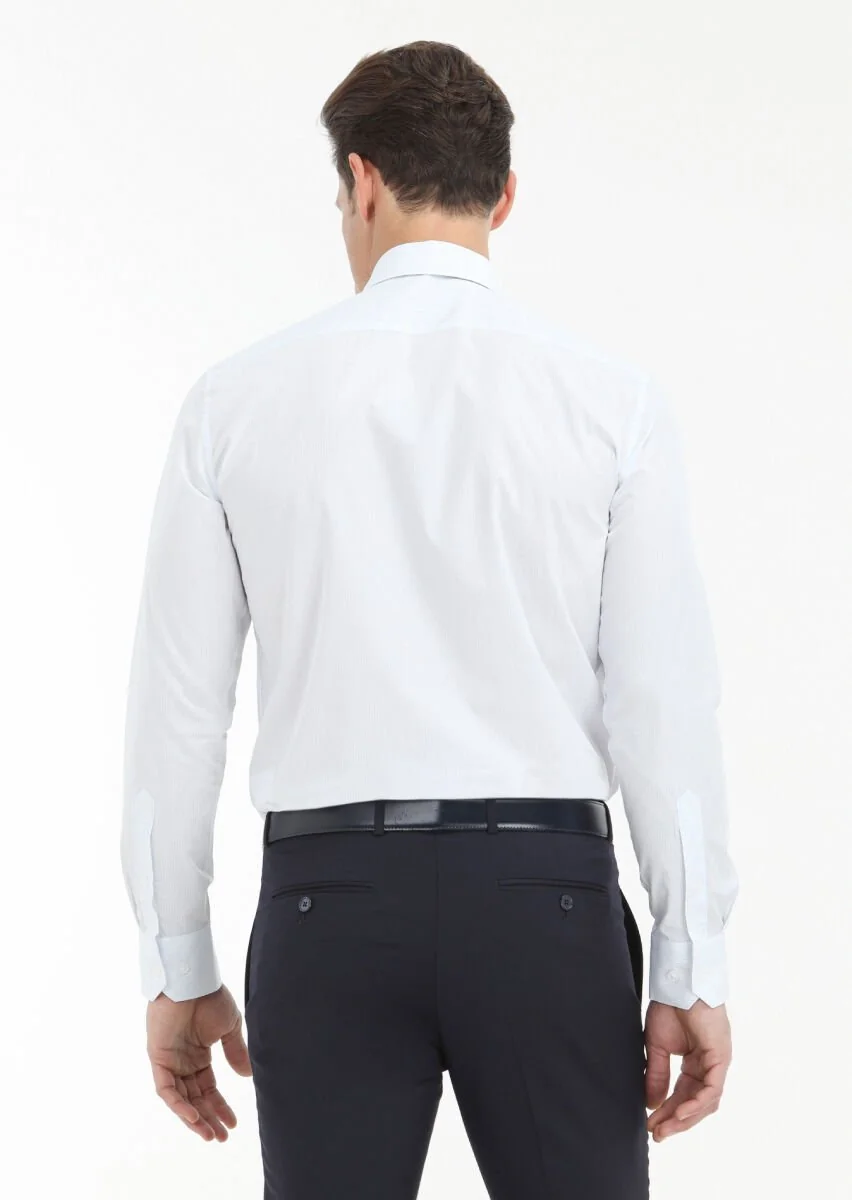 Açık Mavi Mikro Regular Fit Dokuma Klasik %100 Pamuk Gömlek - 4