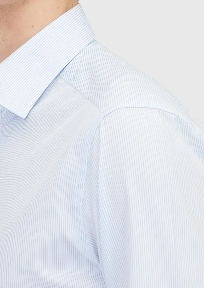Açık Mavi Regular Fit Dokuma Klasik %100 Pamuk Gömlek - 4