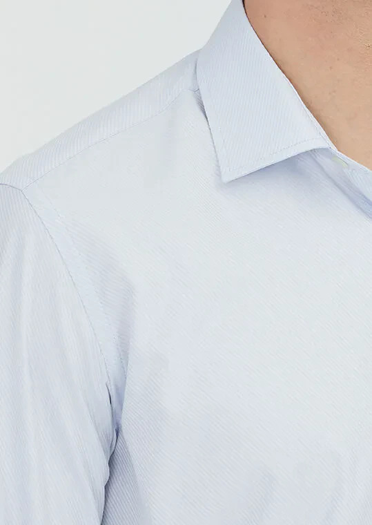 Açık Mavi Regular Fit Dokuma Klasik %100 Pamuk Gömlek - 3