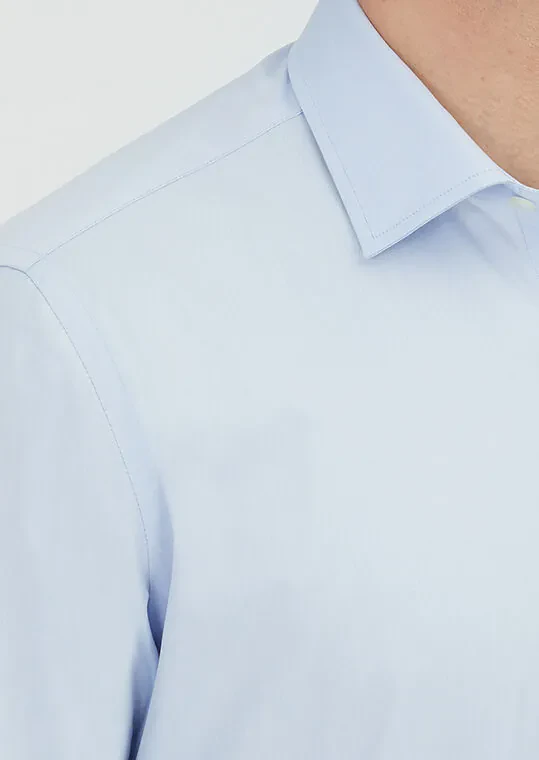 Açık Mavi Regular Fit Dokuma Klasik %100 Pamuk Gömlek - 4