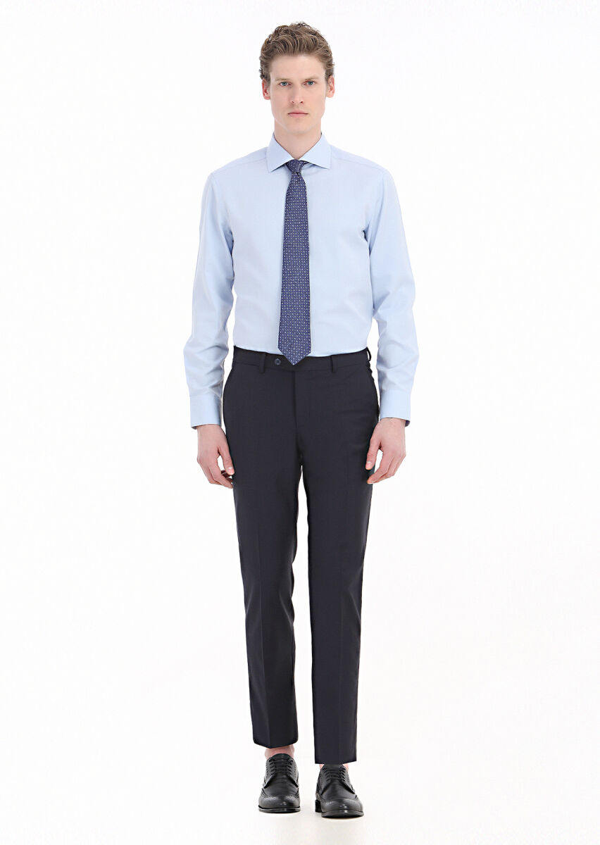 Açık Mavi Regular Fit Dokuma Klasik Pamuk Karışımlı Gömlek - 2