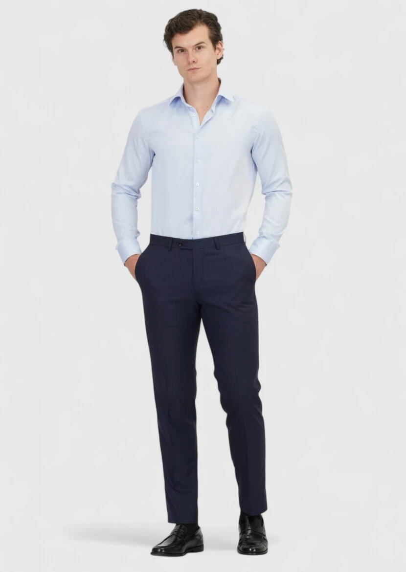 Açık Mavi Regular Fit Ütü İstemeyen Dokuma Klasik %100 Pamuk Gömlek - RAMSEY