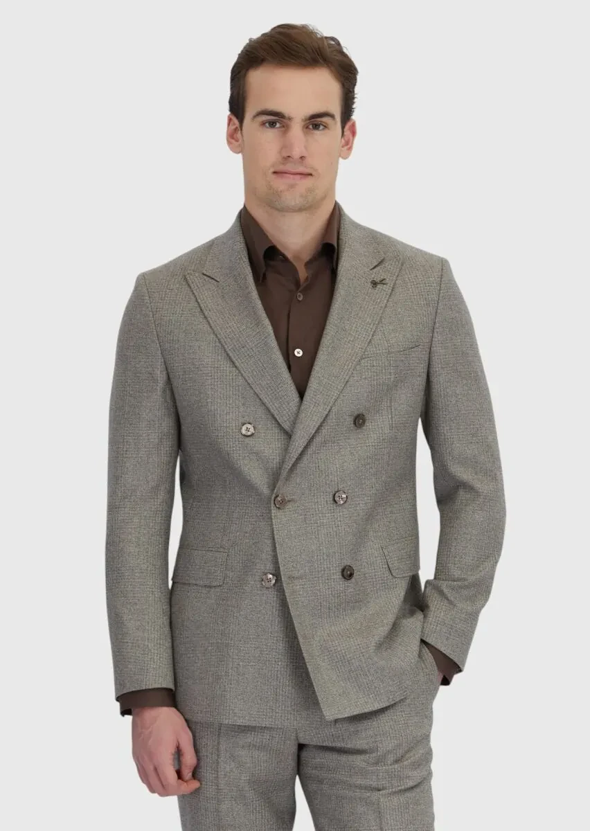 Açık Vizon Mikro Zeroweight Slim Fit %100 Yün Takım Elbise - 1