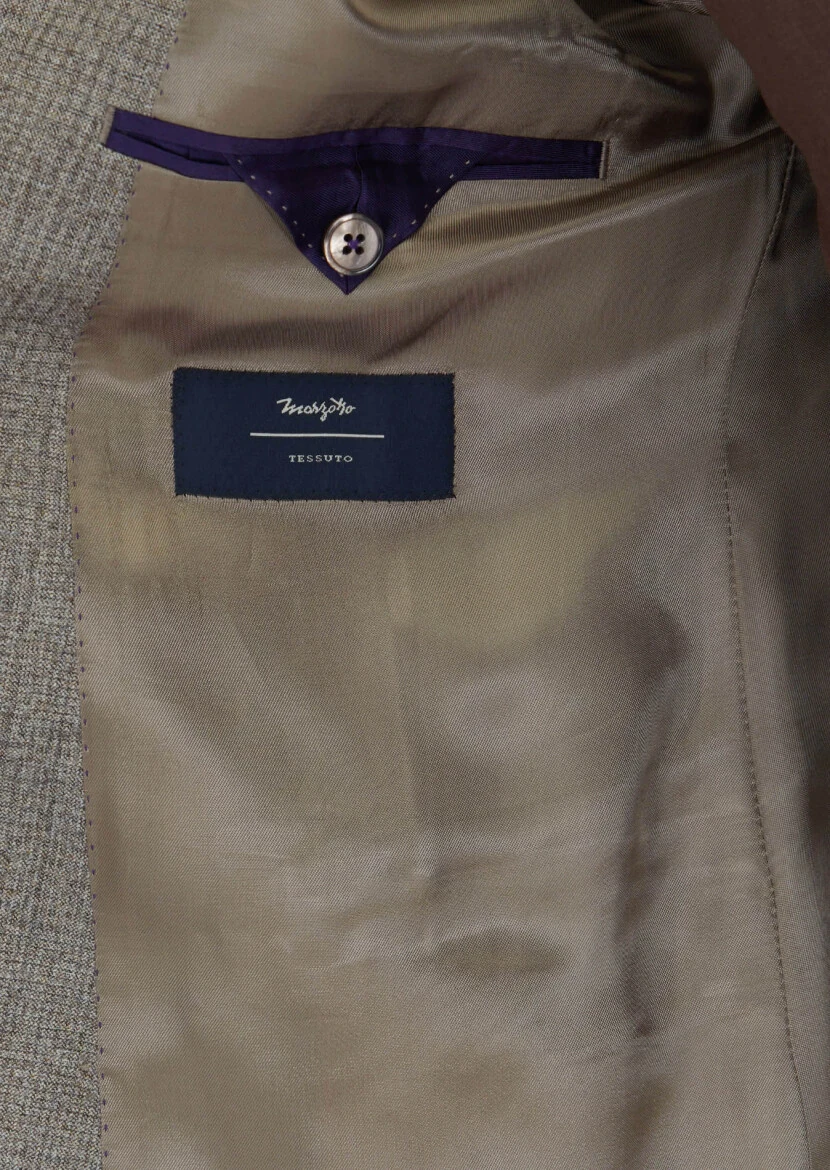 Açık Vizon Mikro Zeroweight Slim Fit %100 Yün Takım Elbise - 7