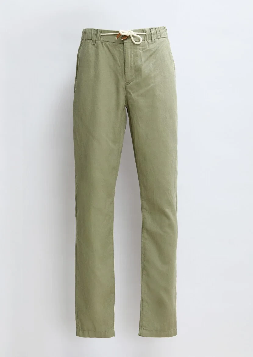 Açık Yeşil Desenli Dokuma Jogging Fit Casual Pamuk Karışımlı Pantolon - 6