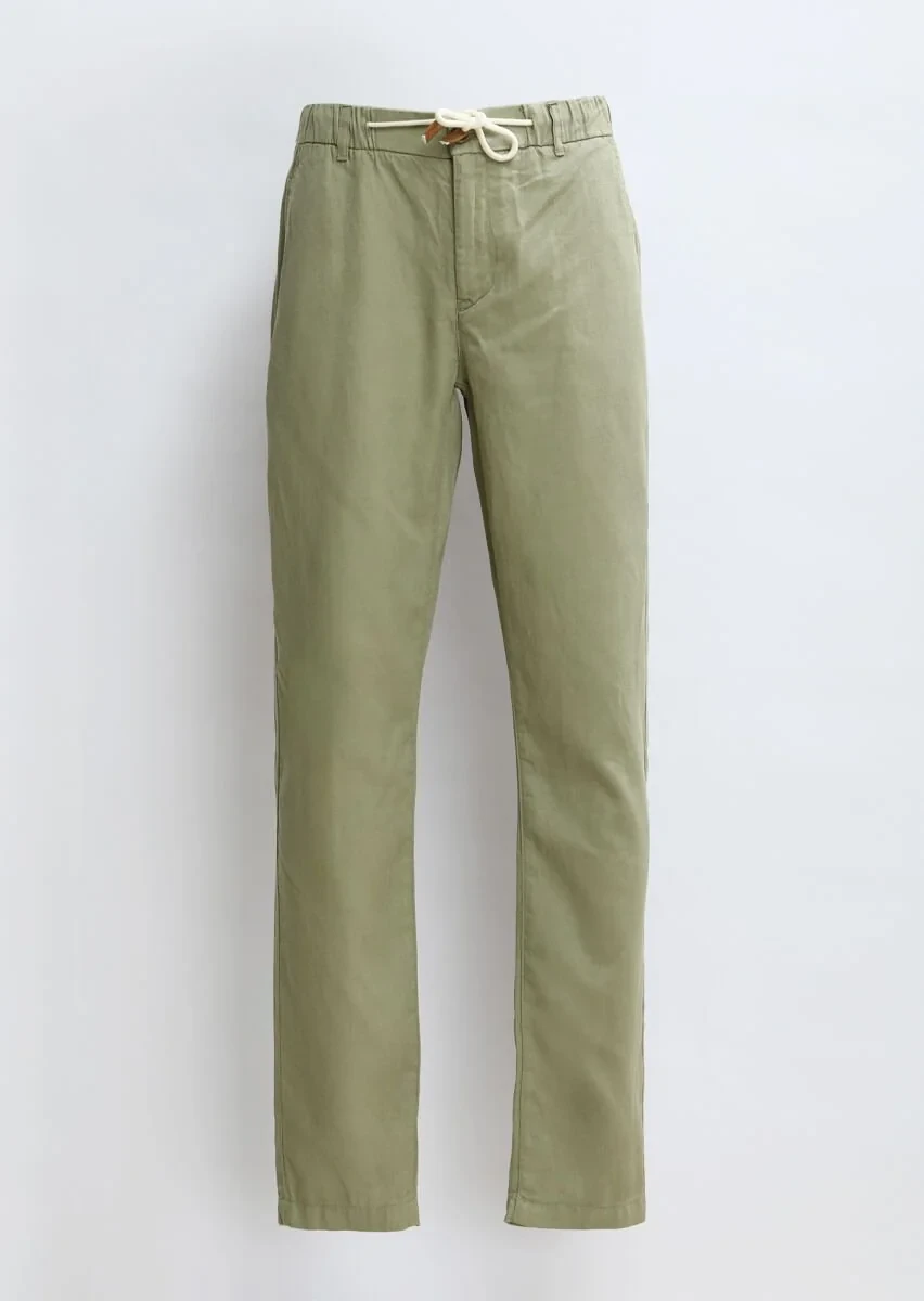 Açık Yeşil Desenli Dokuma Jogging Fit Casual Pamuk Karışımlı Pantolon - 6