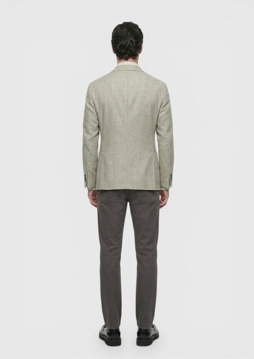 Açık Yeşil Desenli Shirt Shoulder Slim Fit Pamuk Karışımlı Ceket - 5