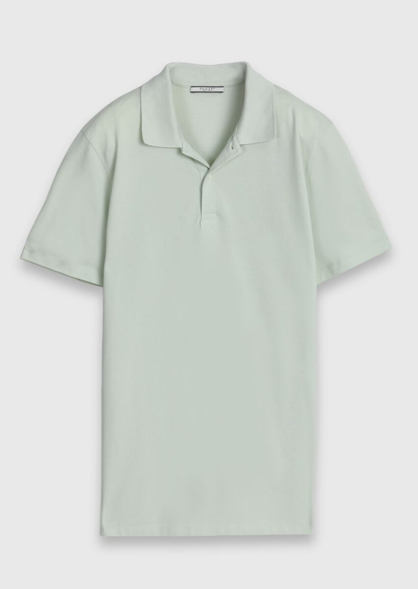 Açık Yeşil Düz %100 Pamuk T-Shirt - 6