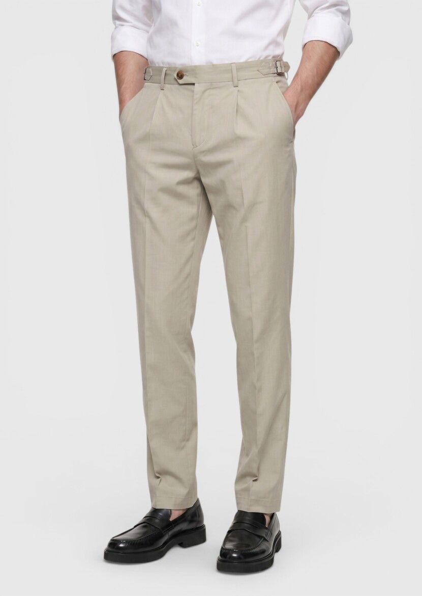 Açık Yeşil Düz Dokuma Regular Fit Casual %100 Pamuk Pantolon - 2