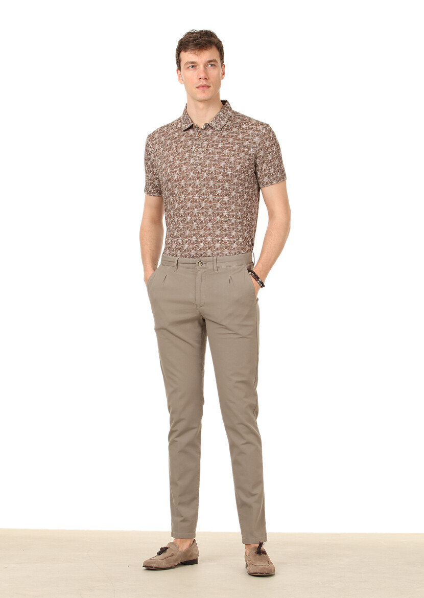 Açık Yeşil Düz Dokuma Regular Fit Casual Pamuk Karışımlı Pantolon 