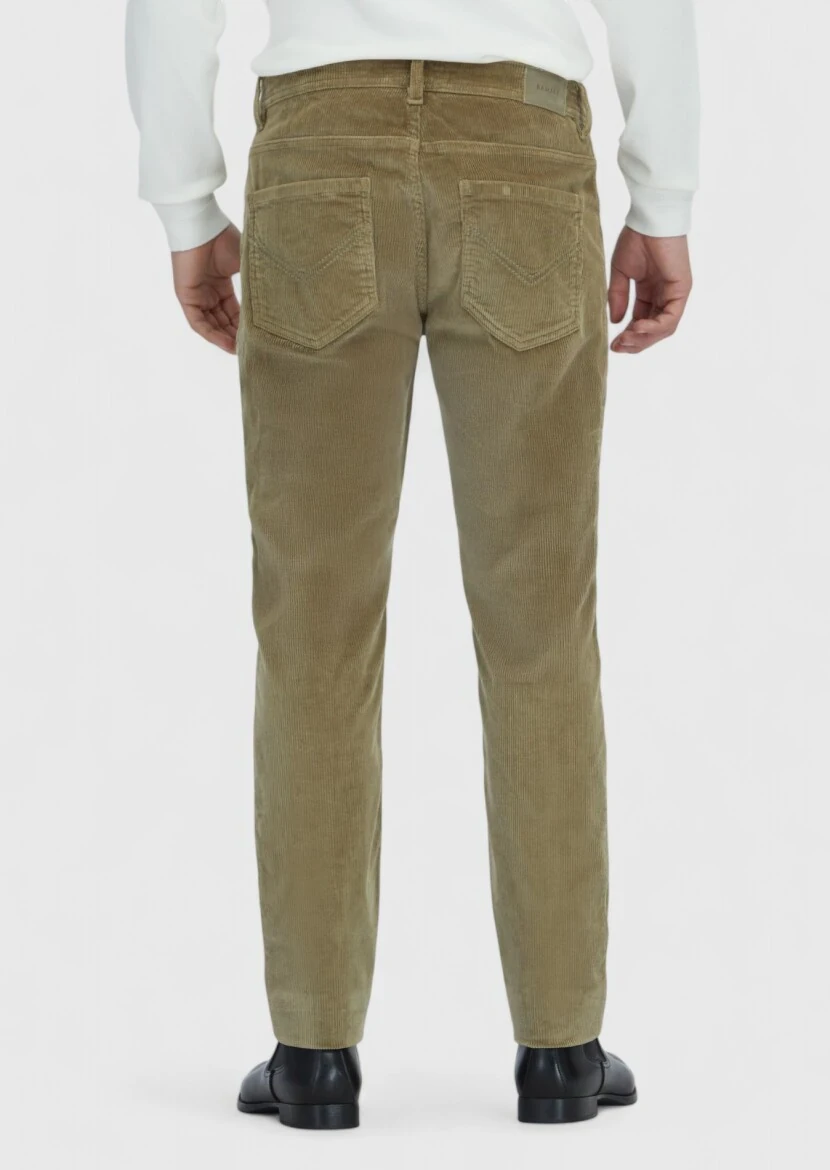 Açık Yeşil Düz Dokuma Slim Fit Kadife Casual Pamuk Karışımlı Pantolon - 4