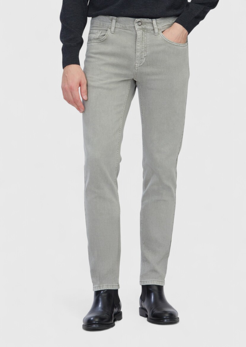 Açık Yeşil Düz Slim Fit Denim Pamuk Karışımlı Pantolon - RAMSEY