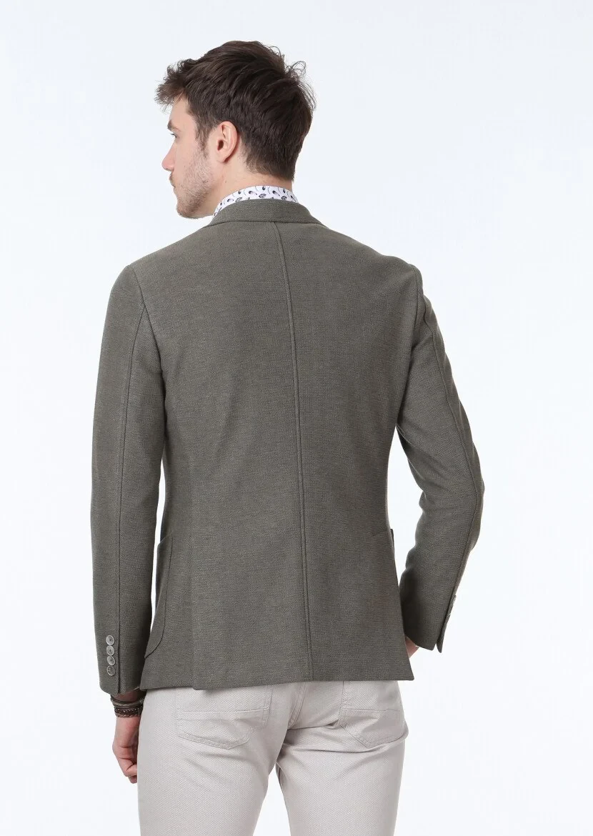 Açık Yeşil Düz Zeroweight Slim Fit Pamuk Karışımlı Örme Ceket - 4